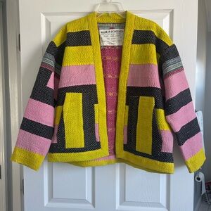 Alix Of Bohemia Yellow and Pink Utility Jacket Bold Geometric Design